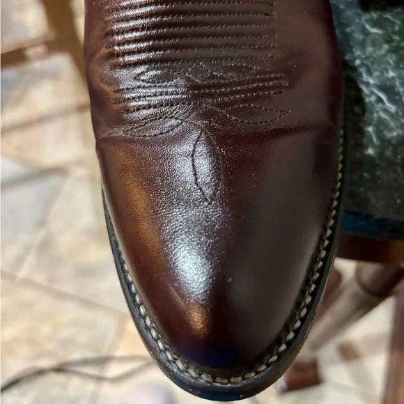 Tony Lama Deep Burgundy Brown Leather Western Boots - Picture 13 of 14